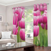 Pink Tulip Print Grommet Curtains