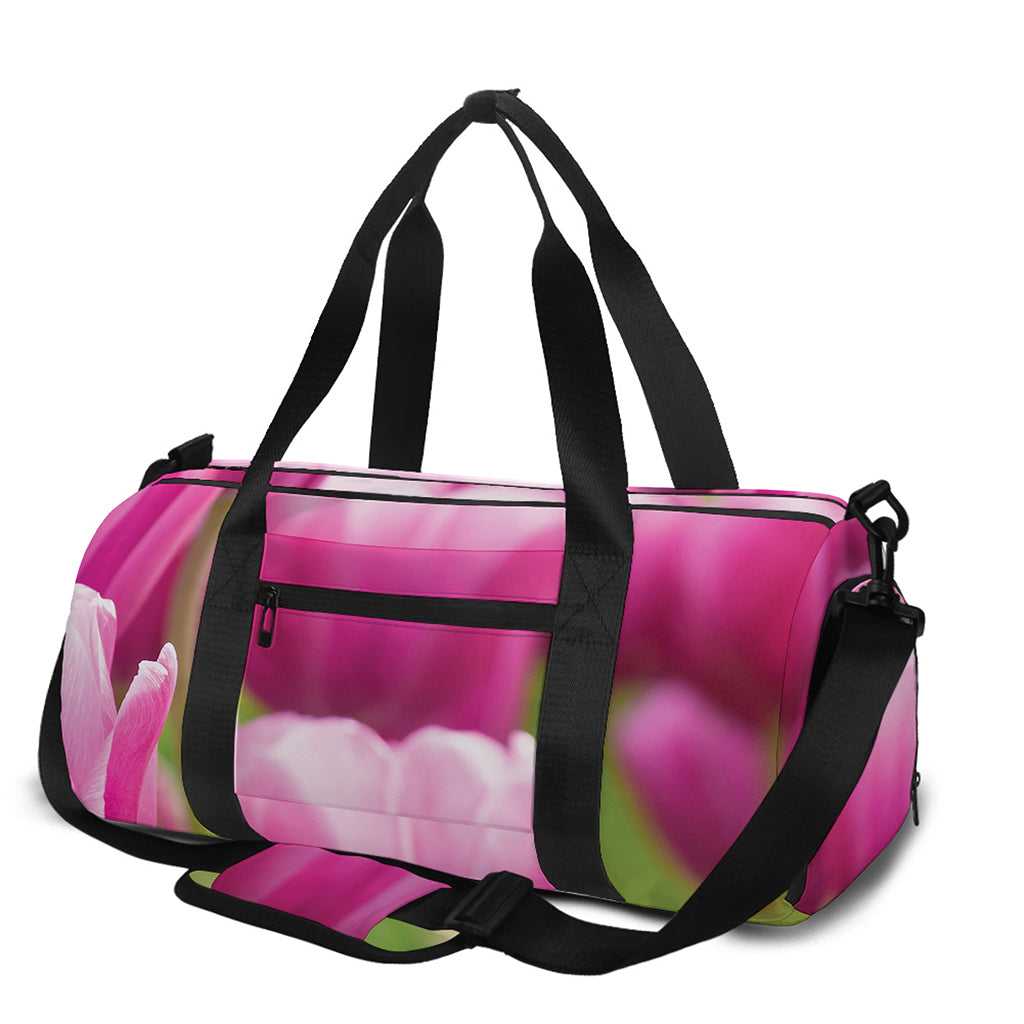 Pink Tulip Print Gym Bag