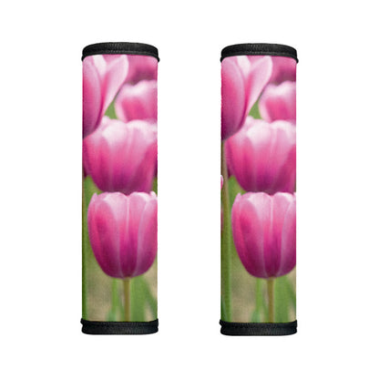 Pink Tulip Print Handle Covers