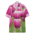 Pink Tulip Print Hawaiian Shirt