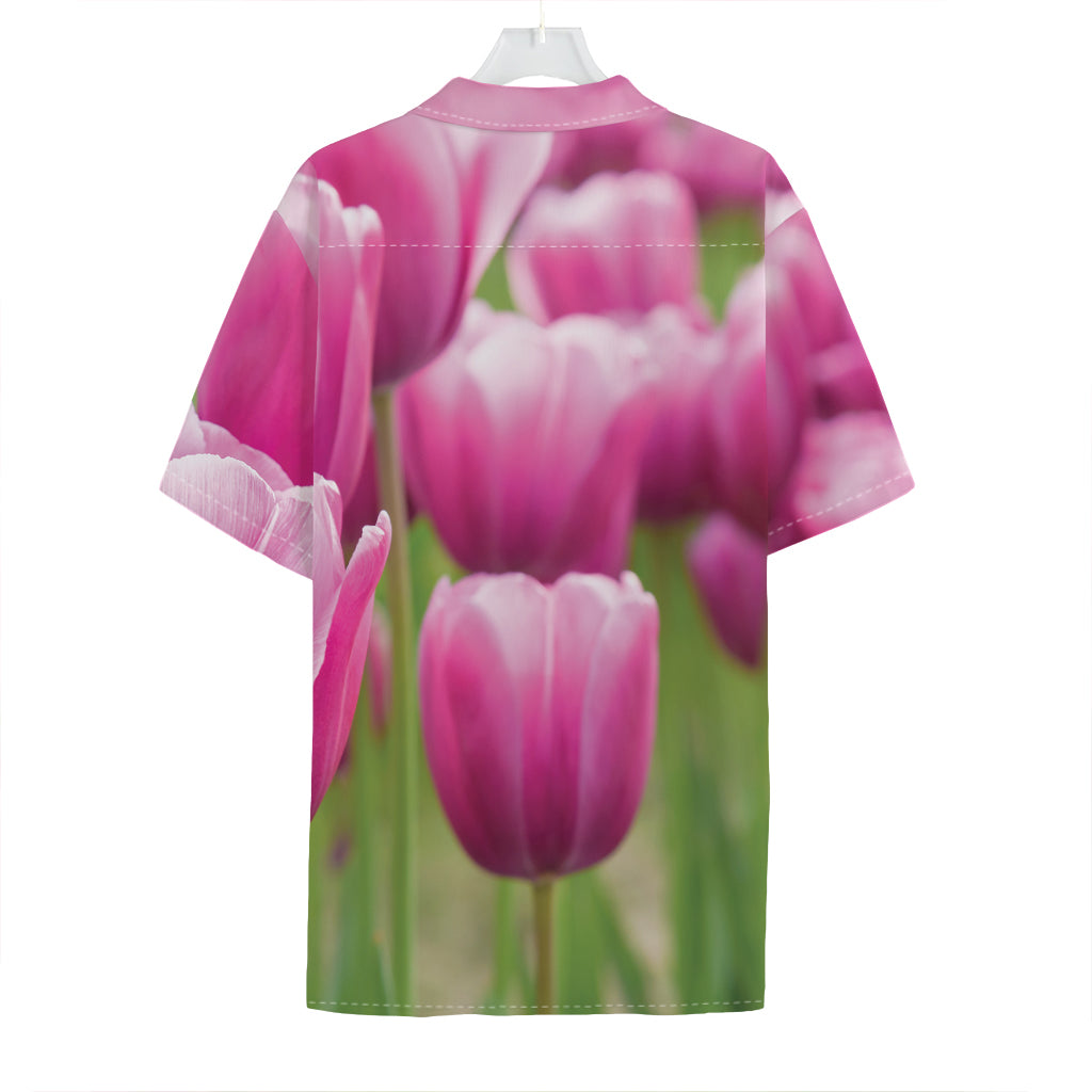 Pink Tulip Print Hawaiian Shirt