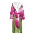 Pink Tulip Print Hooded Bathrobe