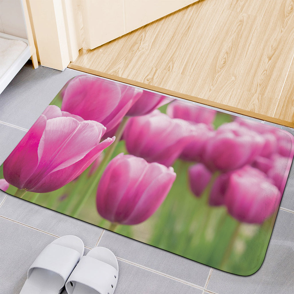 Pink Tulip Print Indoor Door Mat