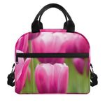 Pink Tulip Print Insulated Lunch Bag