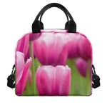 Pink Tulip Print Insulated Lunch Bag