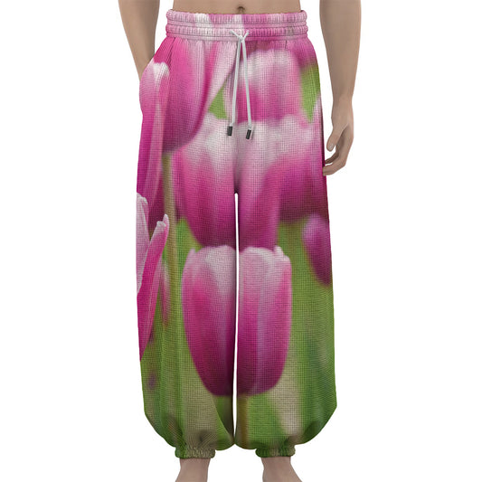 Pink Tulip Print Lantern Pants