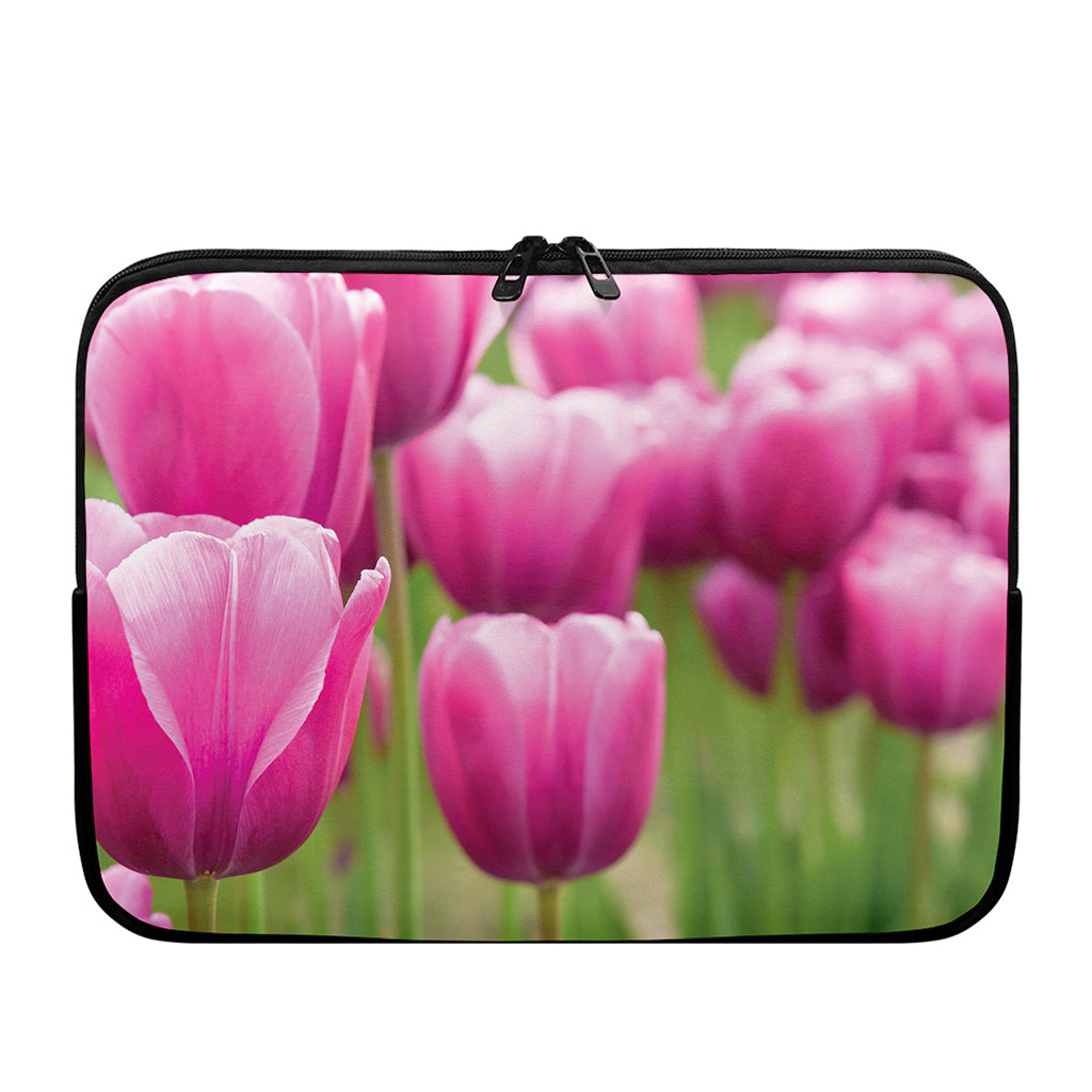 Pink Tulip Print Laptop Sleeve