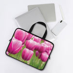 Pink Tulip Print Laptop Sleeve With Handle
