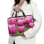 Pink Tulip Print Laptop Sleeve With Handle
