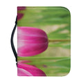 Pink Tulip Print Leather Bible Cover