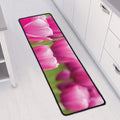 Pink Tulip Print Long Kitchen Mat