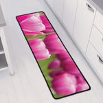 Pink Tulip Print Long Kitchen Mat
