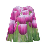 Pink Tulip Print Long Sleeve Short Coat