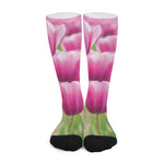 Pink Tulip Print Long Socks