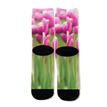 Pink Tulip Print Long Socks