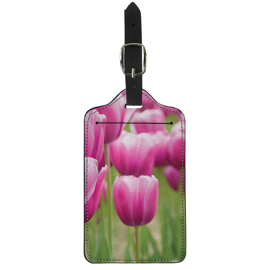 Pink Tulip Print Luggage Tag