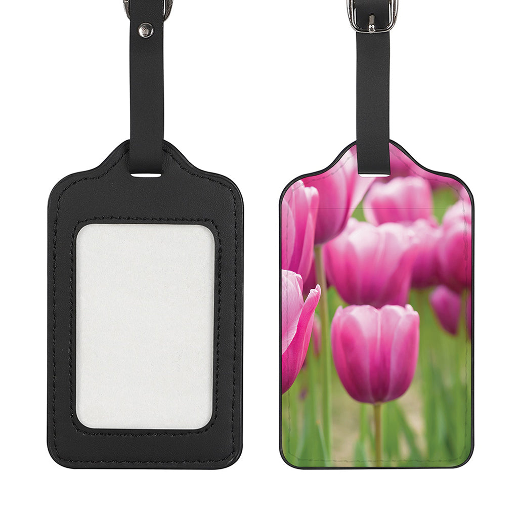 Pink Tulip Print Luggage Tag