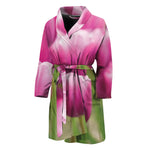 Pink Tulip Print Men's Bathrobe