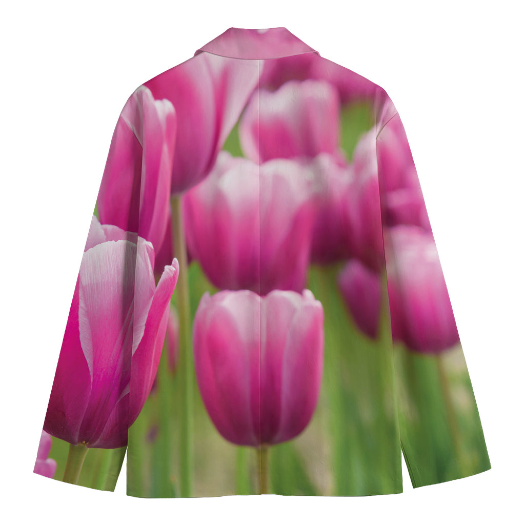 Pink Tulip Print Men's Blazer