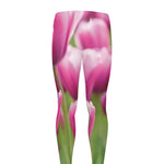 Pink Tulip Print Men's leggings