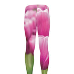 Pink Tulip Print Men's leggings