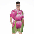 Pink Tulip Print Men's Romper