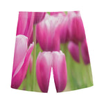 Pink Tulip Print Men's Sports Shorts