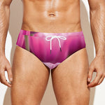 Pink Tulip Print Men's Swim Briefs
