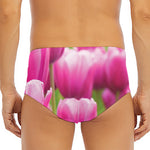 Pink Tulip Print Men's Triangle Swim Briefs