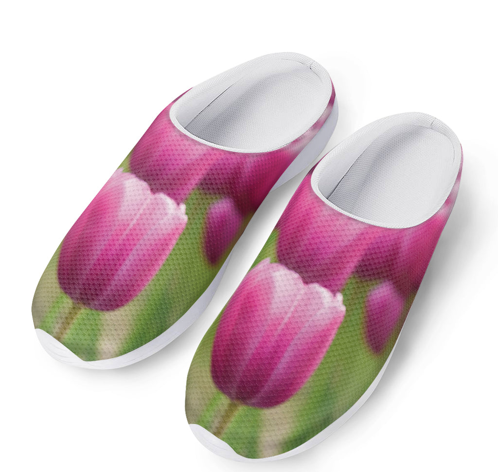 Pink Tulip Print Mesh Casual Shoes