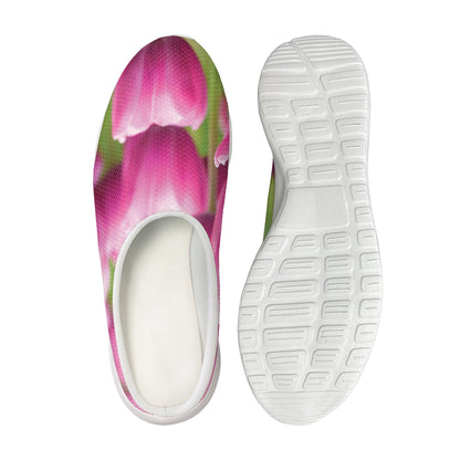 Pink Tulip Print Mesh Casual Shoes