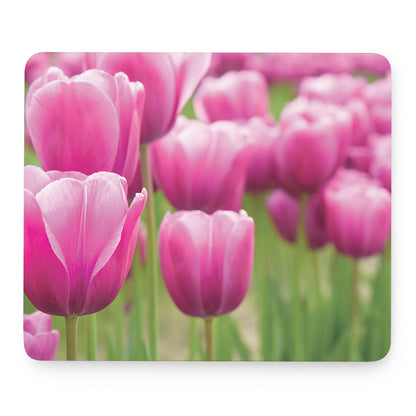 Pink Tulip Print Mouse Pad