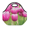Pink Tulip Print Neoprene Lunch Bag