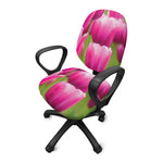 Pink Tulip Print Office Chair Cover