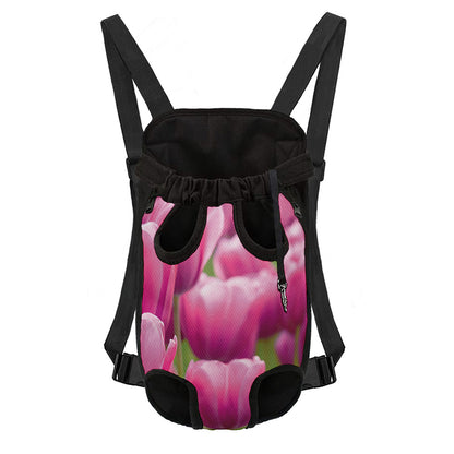 Pink Tulip Print Pet Carrier Backpack