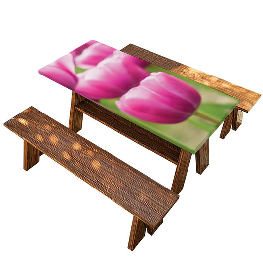 Pink Tulip Print Picnic Table Cover