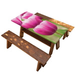 Pink Tulip Print Picnic Table Cover