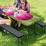 Pink Tulip Print Picnic Table Cover
