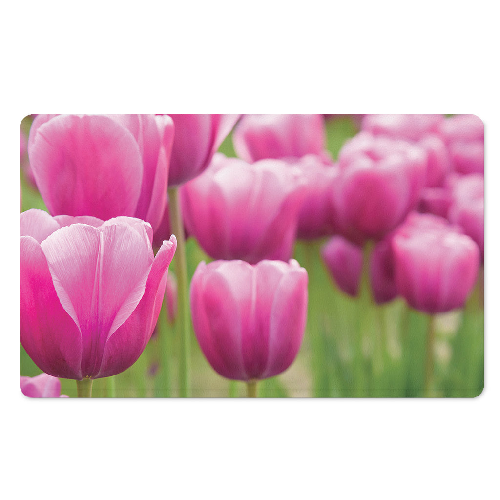 Pink Tulip Print Polyester Doormat