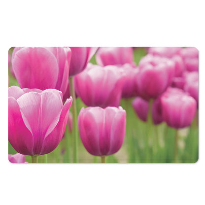 Pink Tulip Print Polyester Doormat