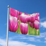 Pink Tulip Print Polyester Flag