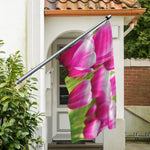 Pink Tulip Print Polyester Flag