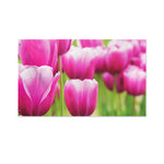 Pink Tulip Print Polyester Flag