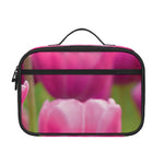 Pink Tulip Print Portable Lunch Bag