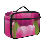 Pink Tulip Print Portable Lunch Bag