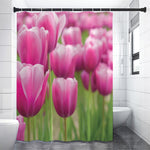 Pink Tulip Print Premium Shower Curtain