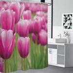 Pink Tulip Print Premium Shower Curtain