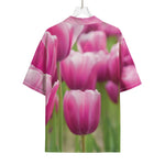 Pink Tulip Print Rayon Hawaiian Shirt