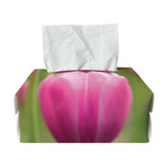 Pink Tulip Print Rectangle Tissue Box Cover