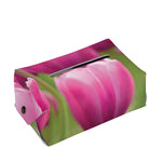Pink Tulip Print Rectangle Tissue Box Cover
